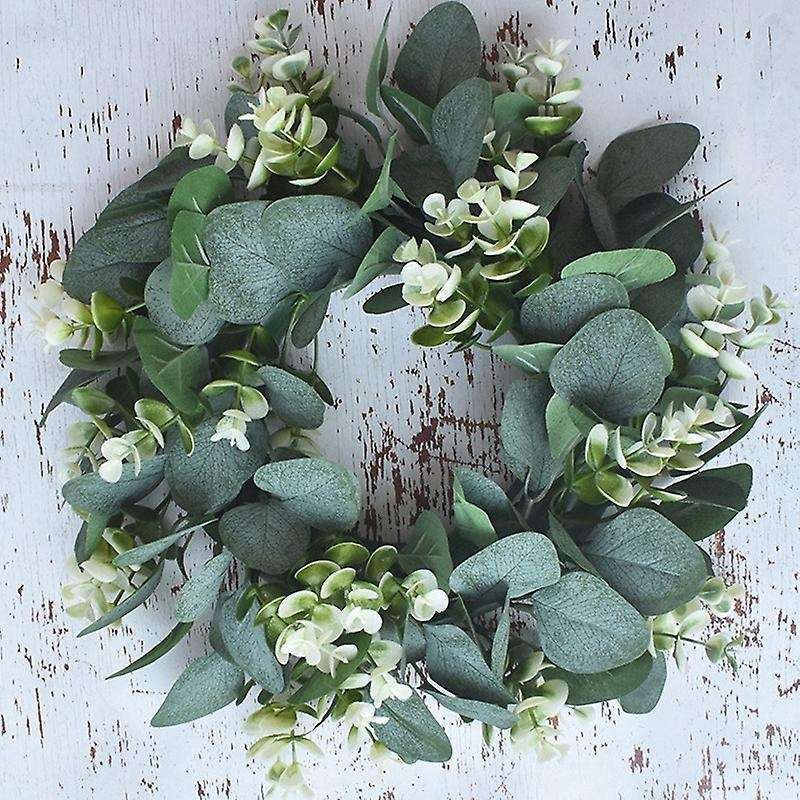 12.9inch Artificial Green Leaves Wreath for Wall Window Wedding Decor