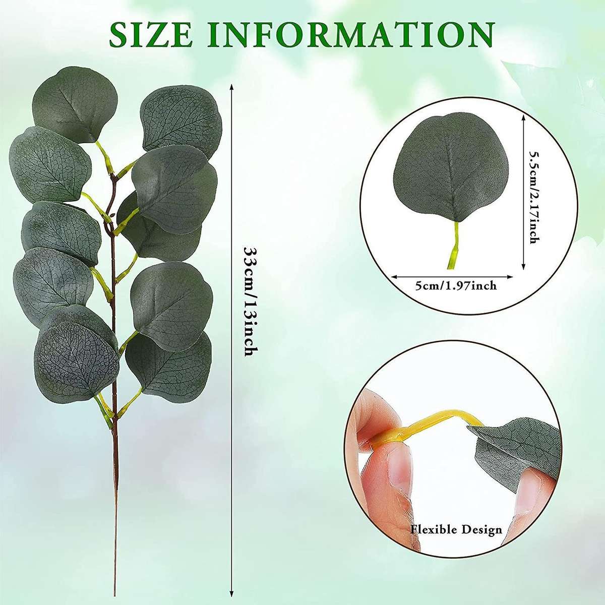 10 Pcs Fake Eucalyptus Leaves Stems Artificial Leaves for Home Decor