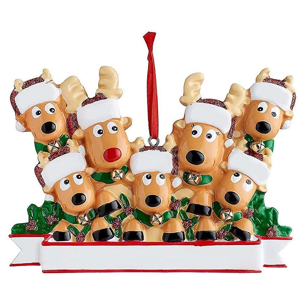 Personalized Deer Christmas Tree Ornament - Cute Deer (family Of 7)