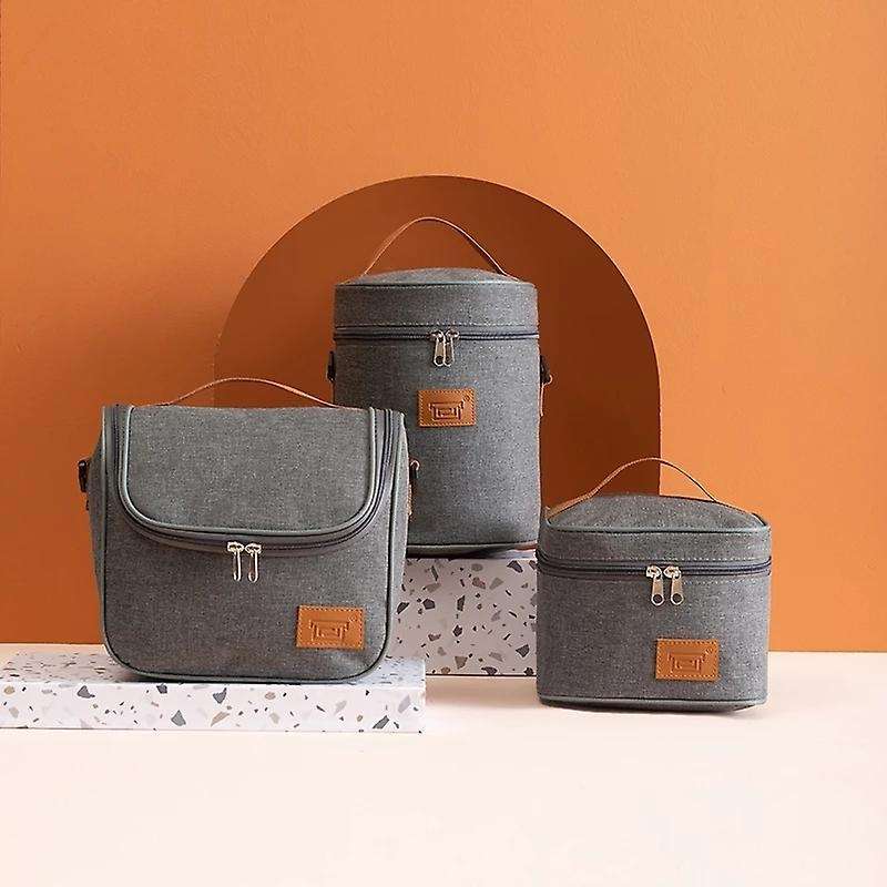 Lunch Bag, Large Capacity Thermal Bag Insulated Bag Lunch Box, Gray-d
