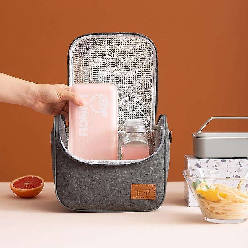Lunch Bag, Large Capacity Thermal Bag Insulated Bag Lunch Box, Gray-d
