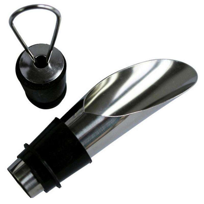 Stainless Steel Wine Stopper Pourer Metal Drain Bar Home Wine Set