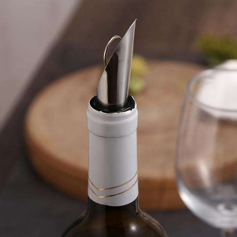 Stainless Steel Wine Stopper Pourer Metal Drain Bar Home Wine Set