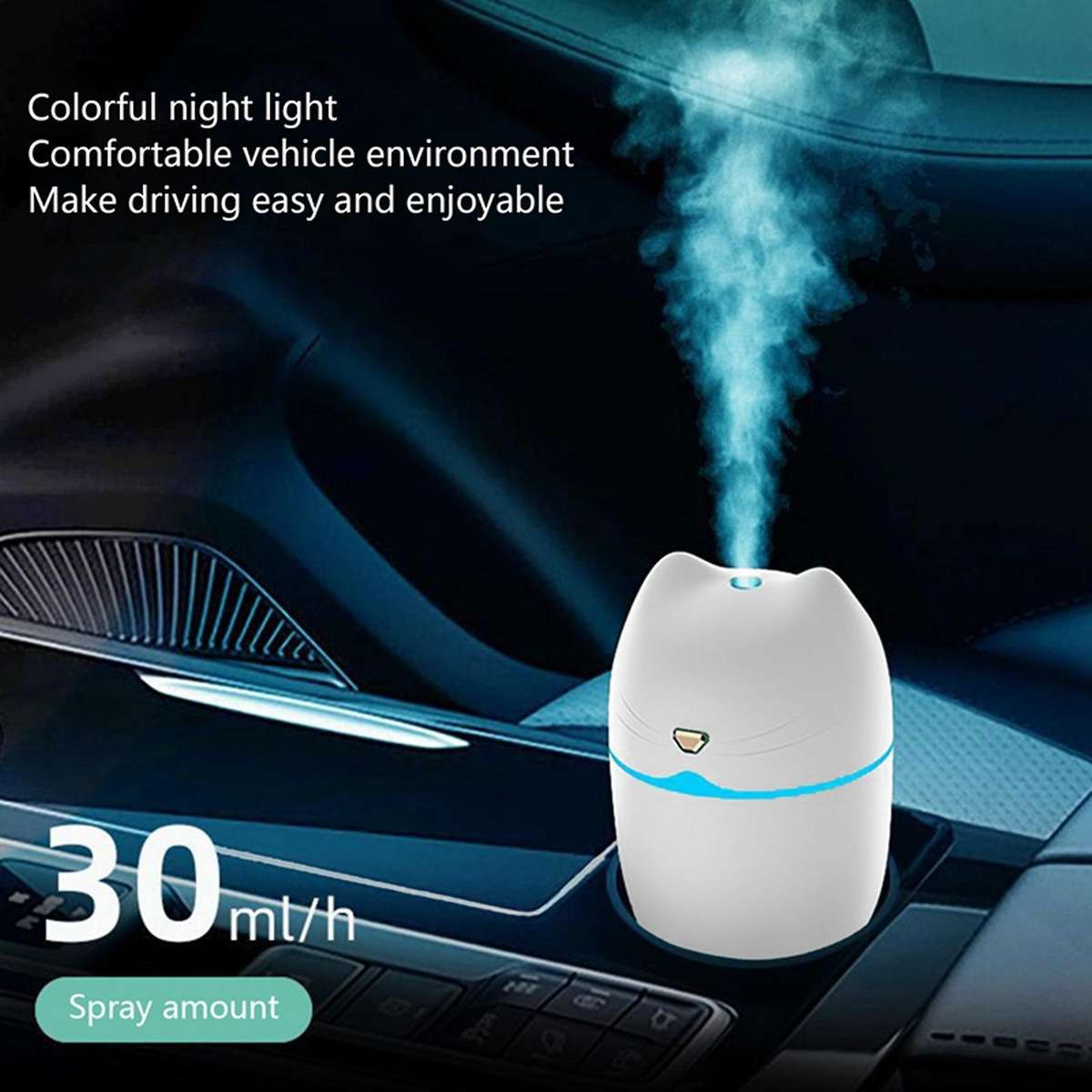 Humidifier 250ml Cold Fog Humidifier with Colorful Atmosphere Light