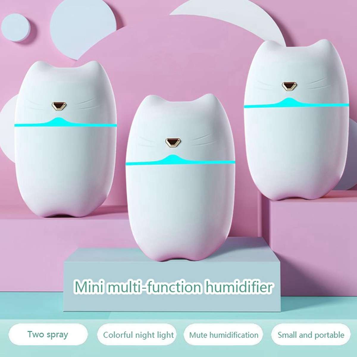 Humidifier 250ml Cold Fog Humidifier with Colorful Atmosphere Light