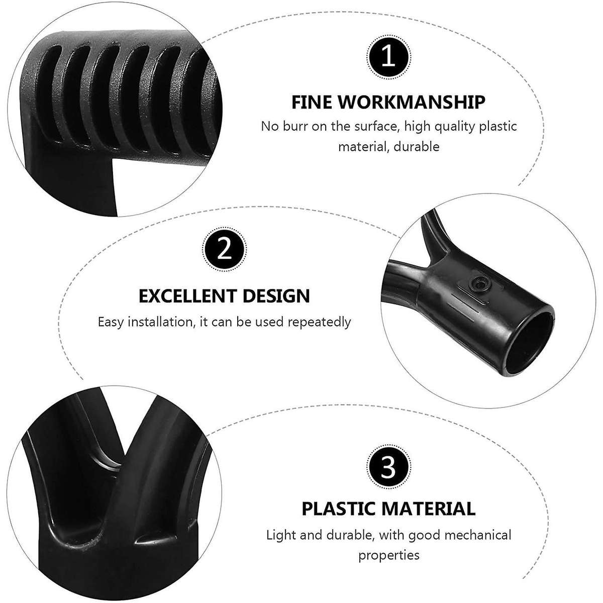 2pcs D Grip Handles, 30mm Inner Diameter Black Plastic Grip Handle