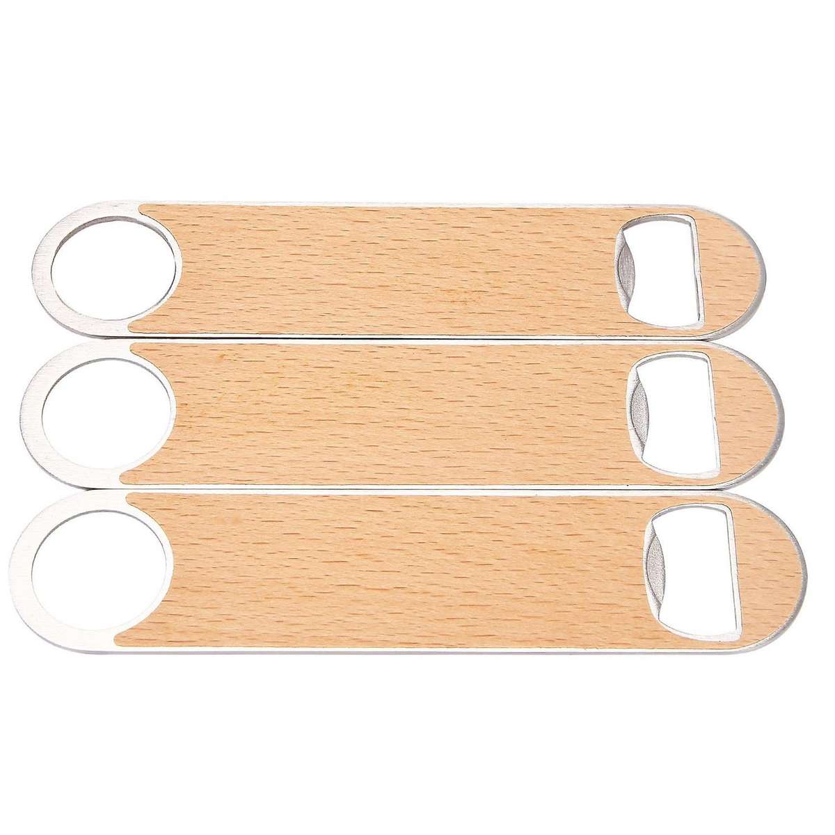 3 Pieces Of 7-inch Stainless Steel Bottle Opener, Wood Chip
