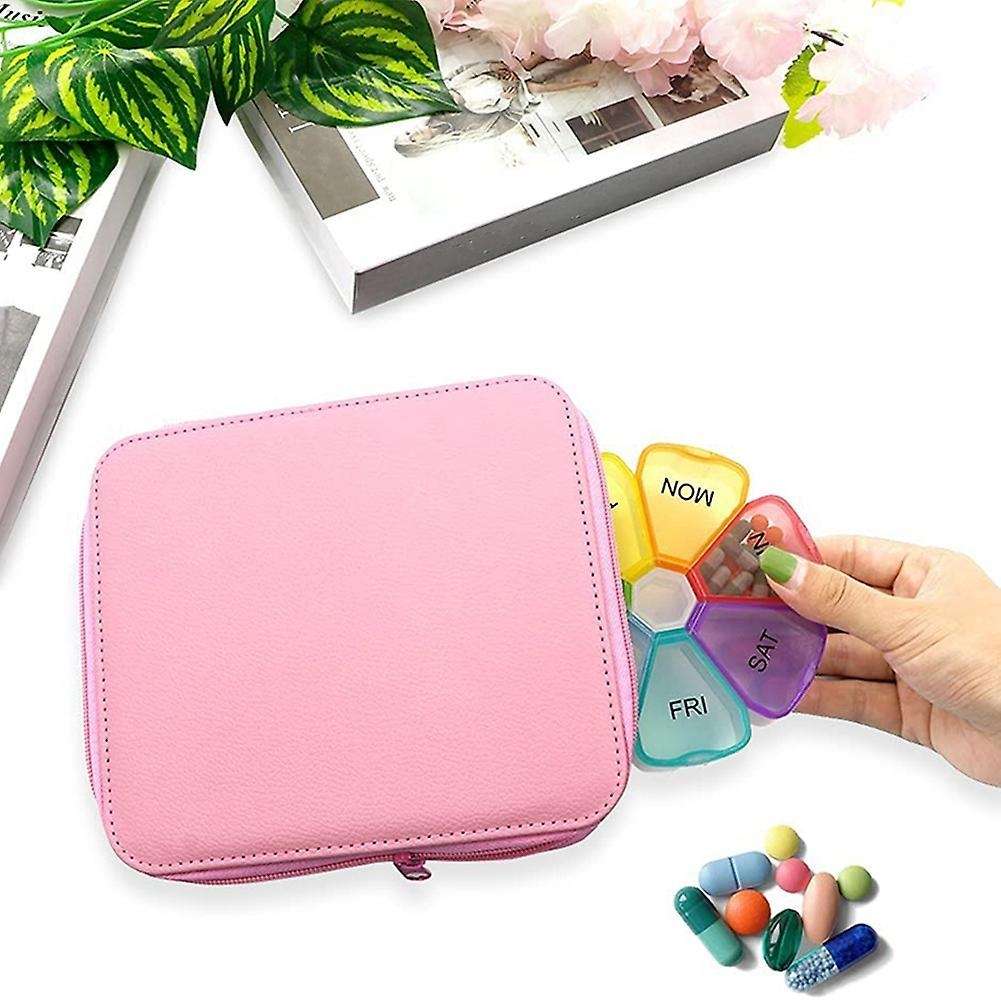 2 Pcs Weekly Pill Organizer, Portable 7 Day Pill Box Case