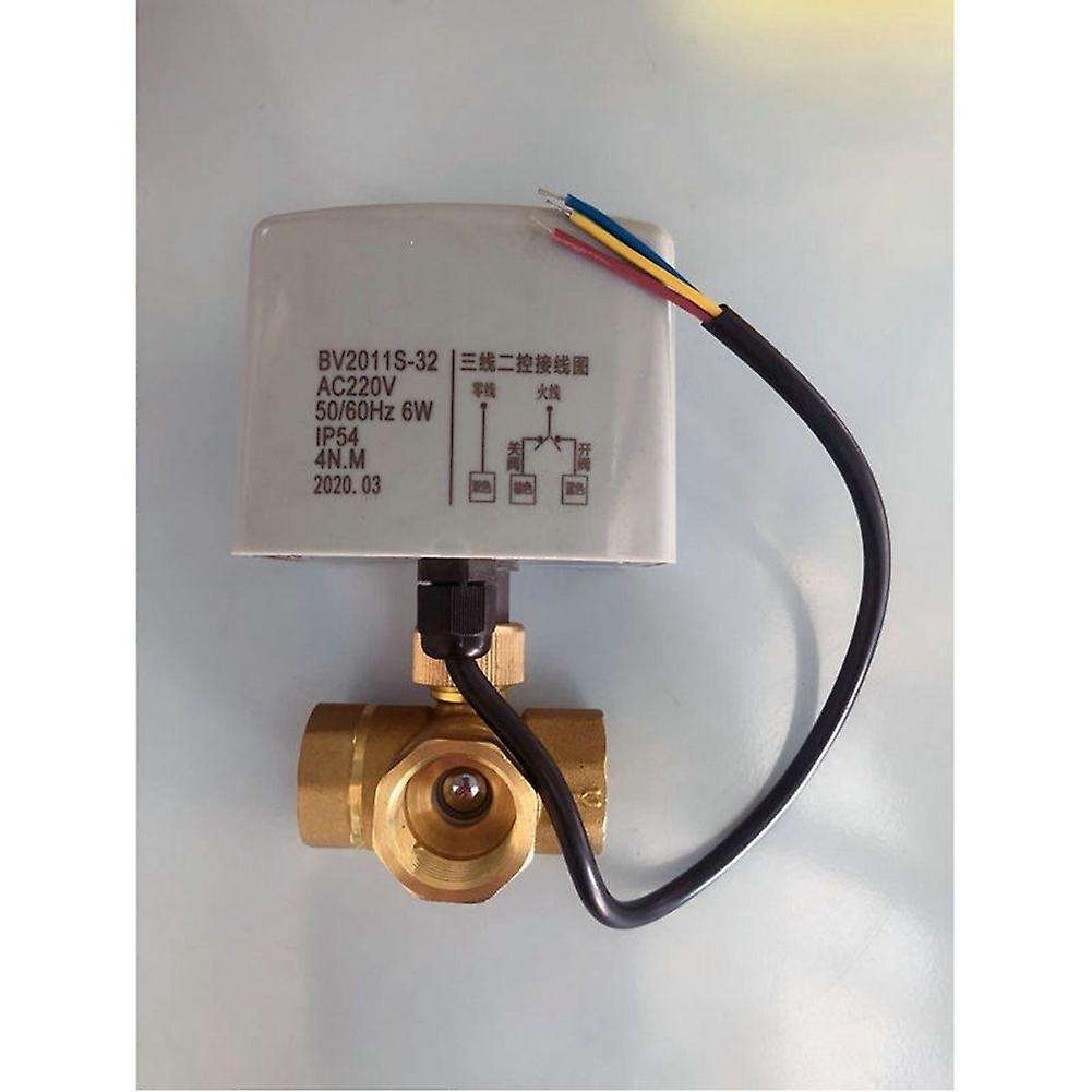 1 Brass Dn32 3-way L-type Three-wire Two-control Ac220v Ball Valve