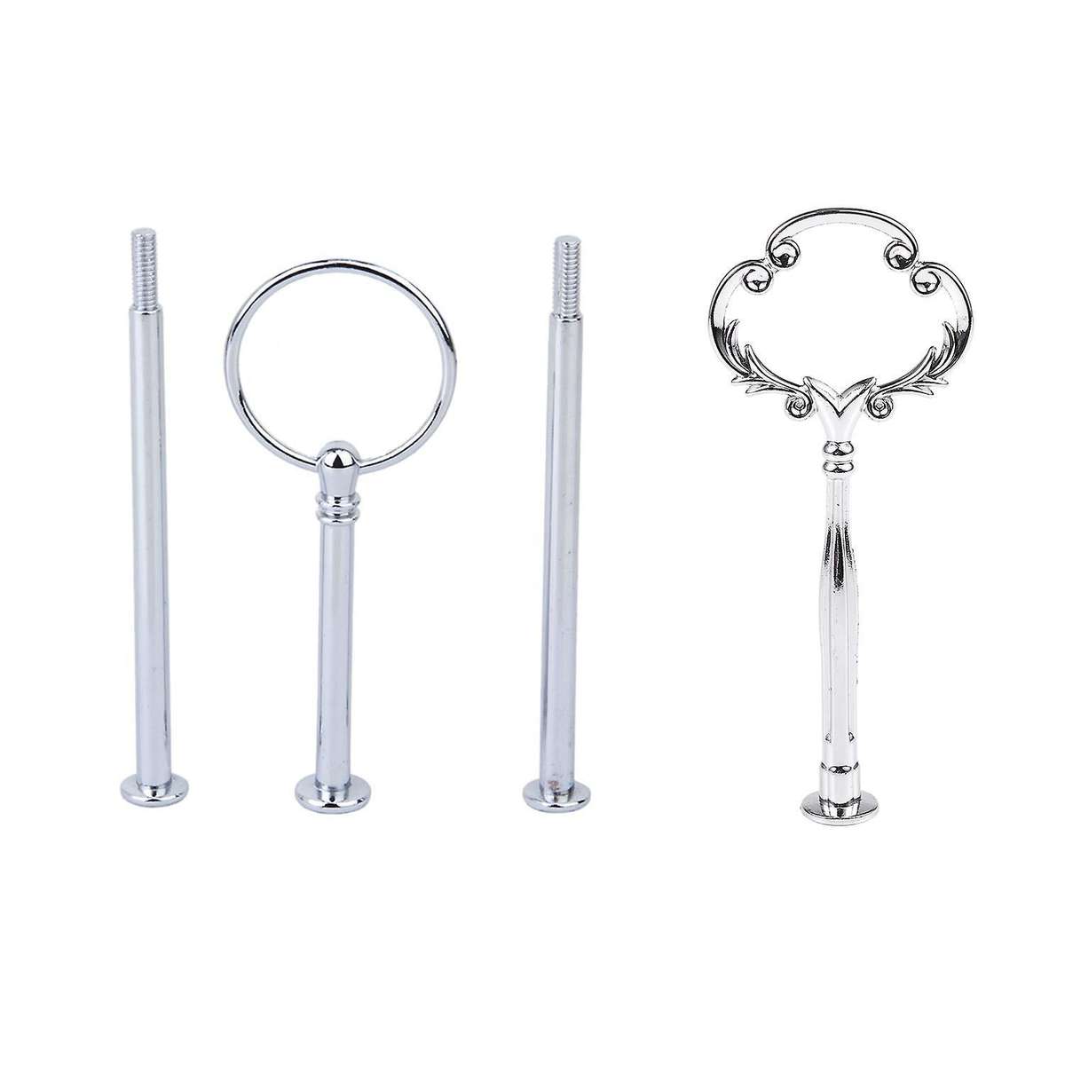 1set 2 3 Tier Cake Plate Stand, Ornate Victoriana, Silver, 1 Sets