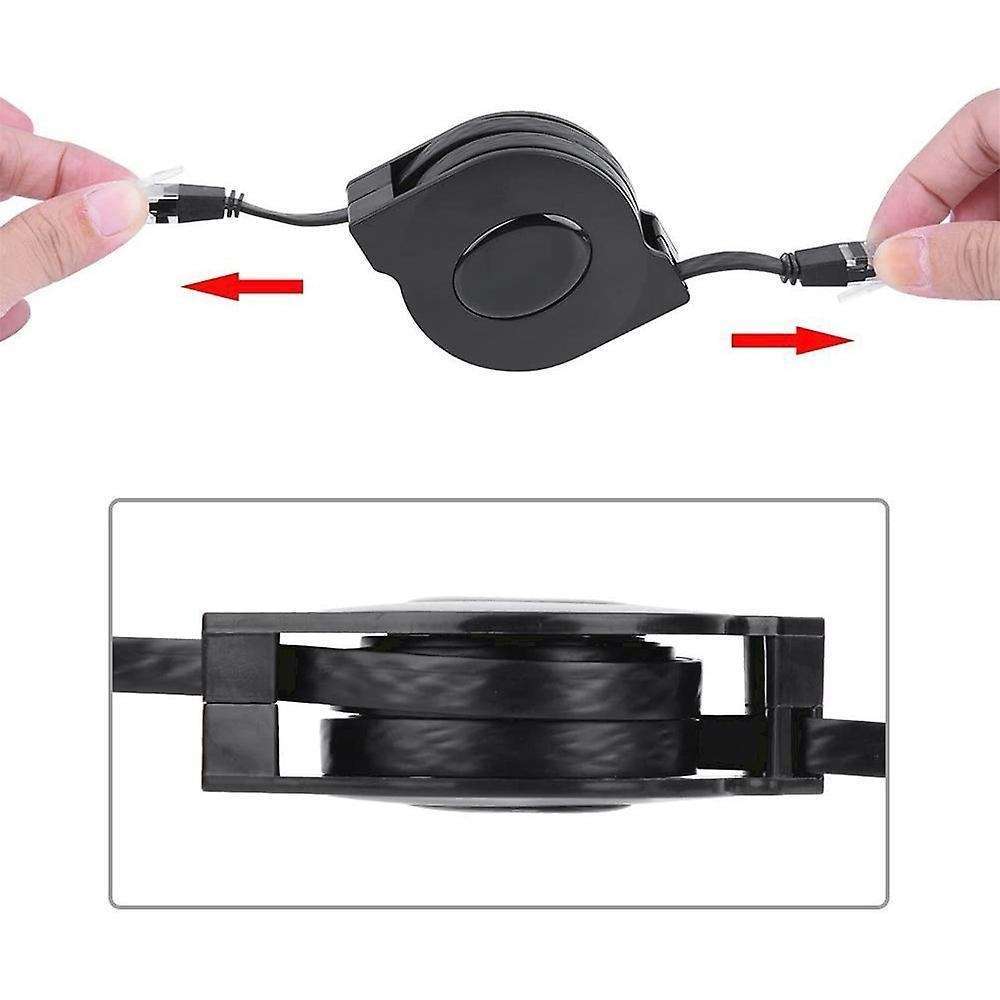 Rexlis Retractable Ultra Flat Cat-7 10 Gigabit Rj45 Ethernet Cable