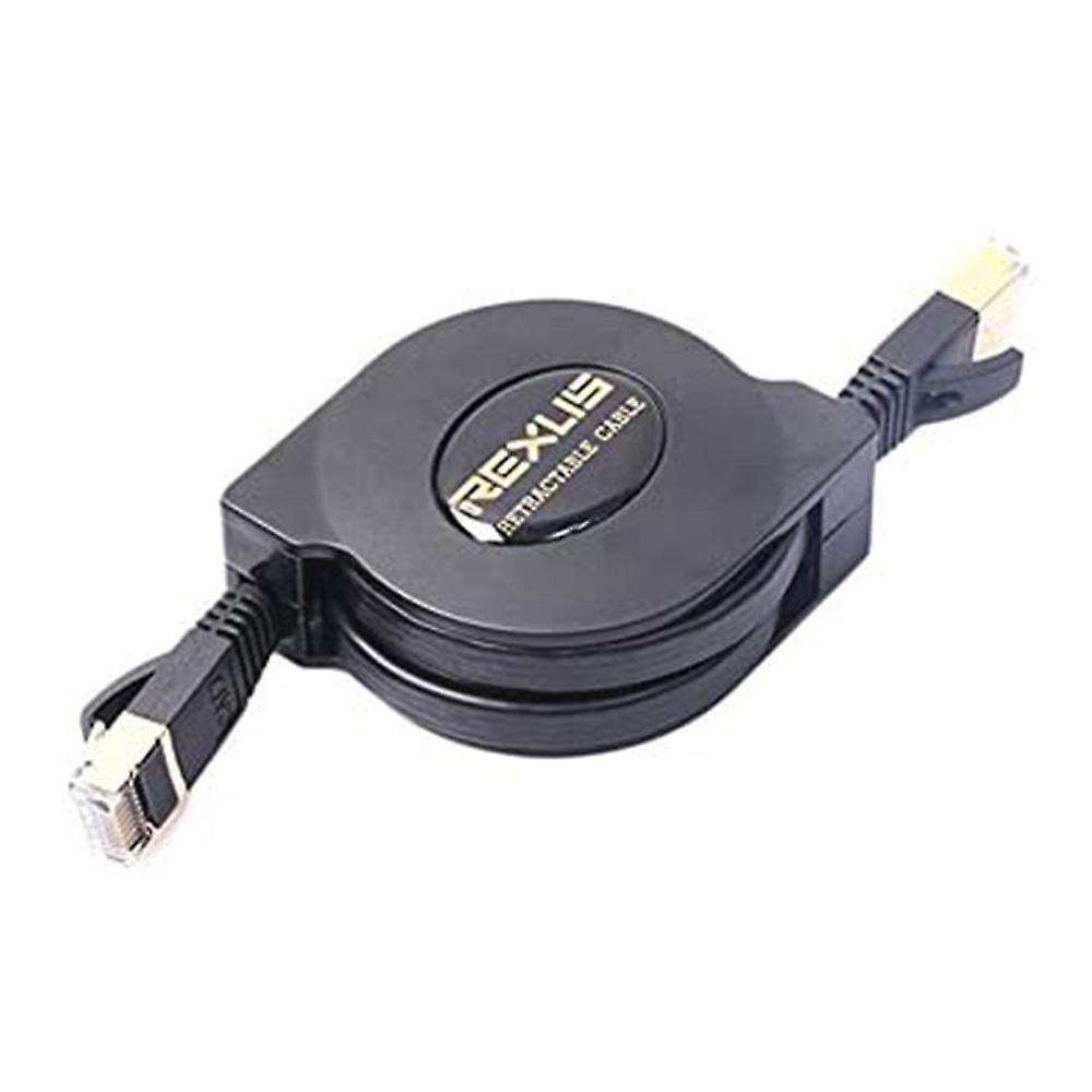 Rexlis Retractable Ultra Flat Cat-7 10 Gigabit Rj45 Ethernet Cable