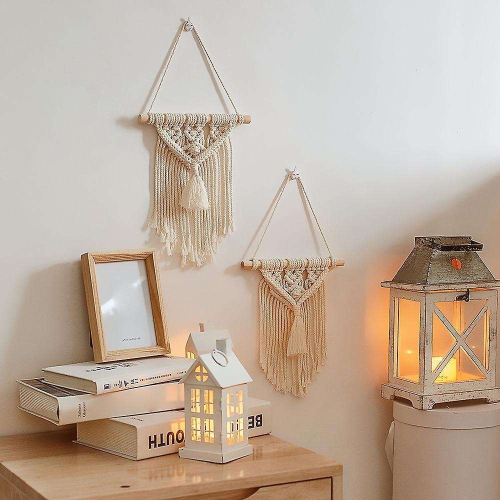 Mini Macrame Boho Wall Hanging Decor, Geometric Woven Tapestry