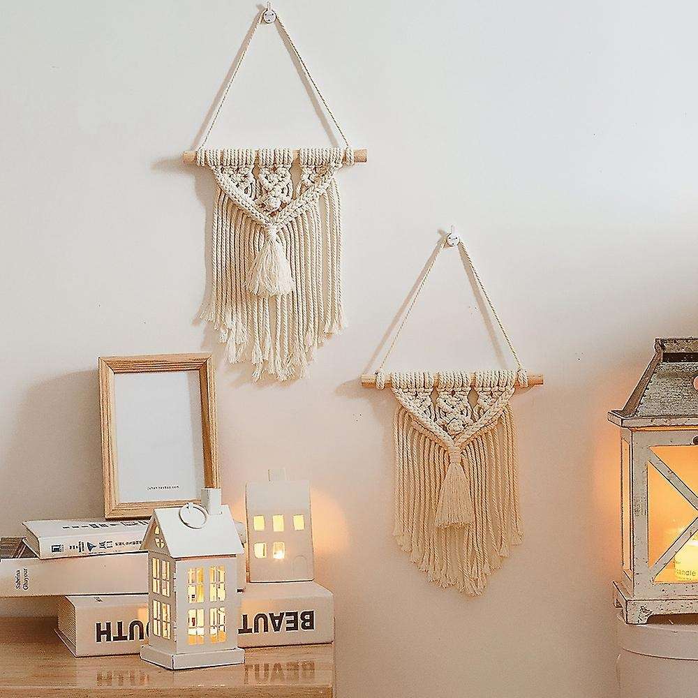Mini Macrame Boho Wall Hanging Decor, Geometric Woven Tapestry