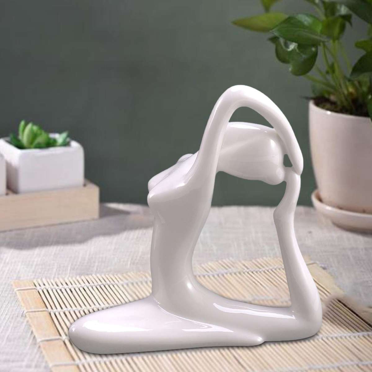 Abstract Art Ceramic Yoga Poses Yoga Lady Figure Statue Ornament #8