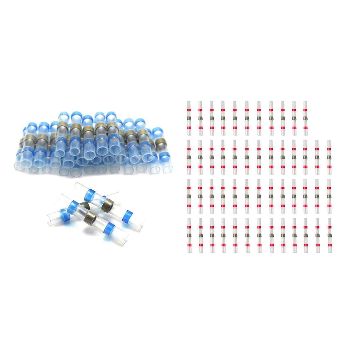 50pcs Solder Seal Wire Connectors, Butt Terminals Red