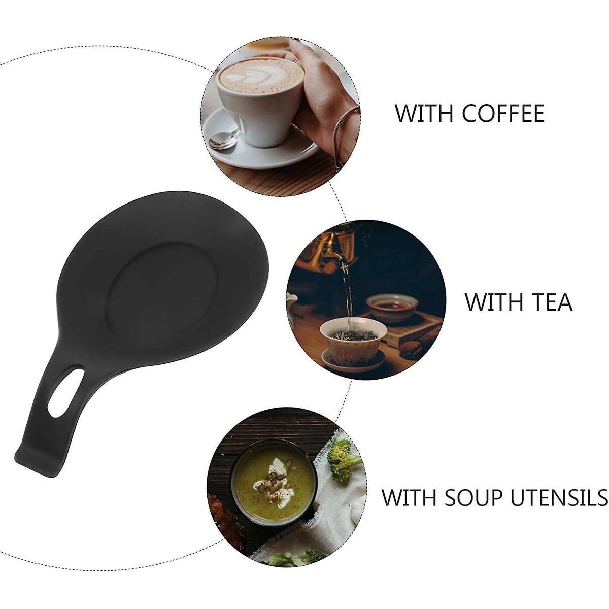 4pcs Silicone Spoon Rest for Kitchen Heat for Kitchen (black)