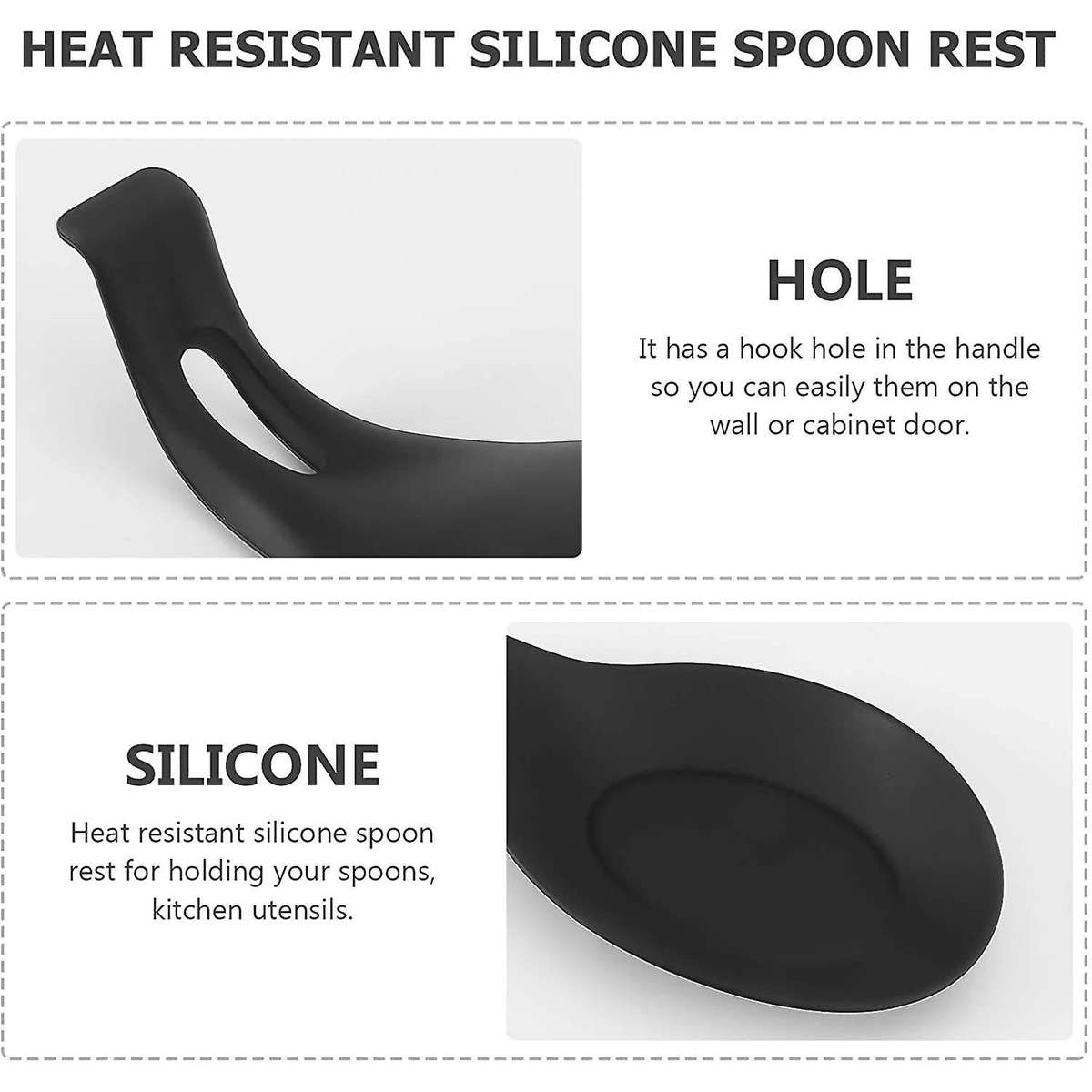4pcs Silicone Spoon Rest for Kitchen Heat for Kitchen (black)