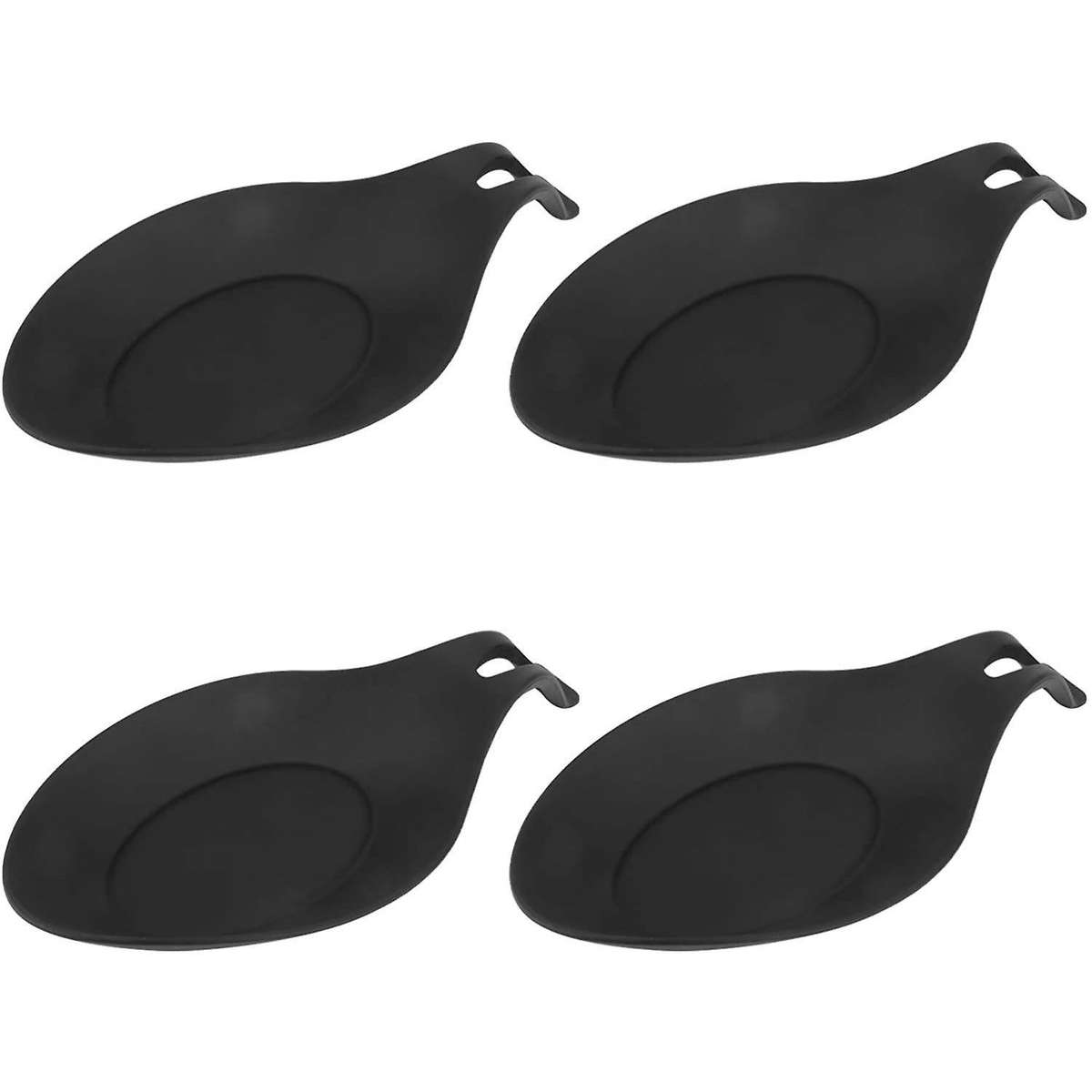 4pcs Silicone Spoon Rest for Kitchen Heat for Kitchen (black)