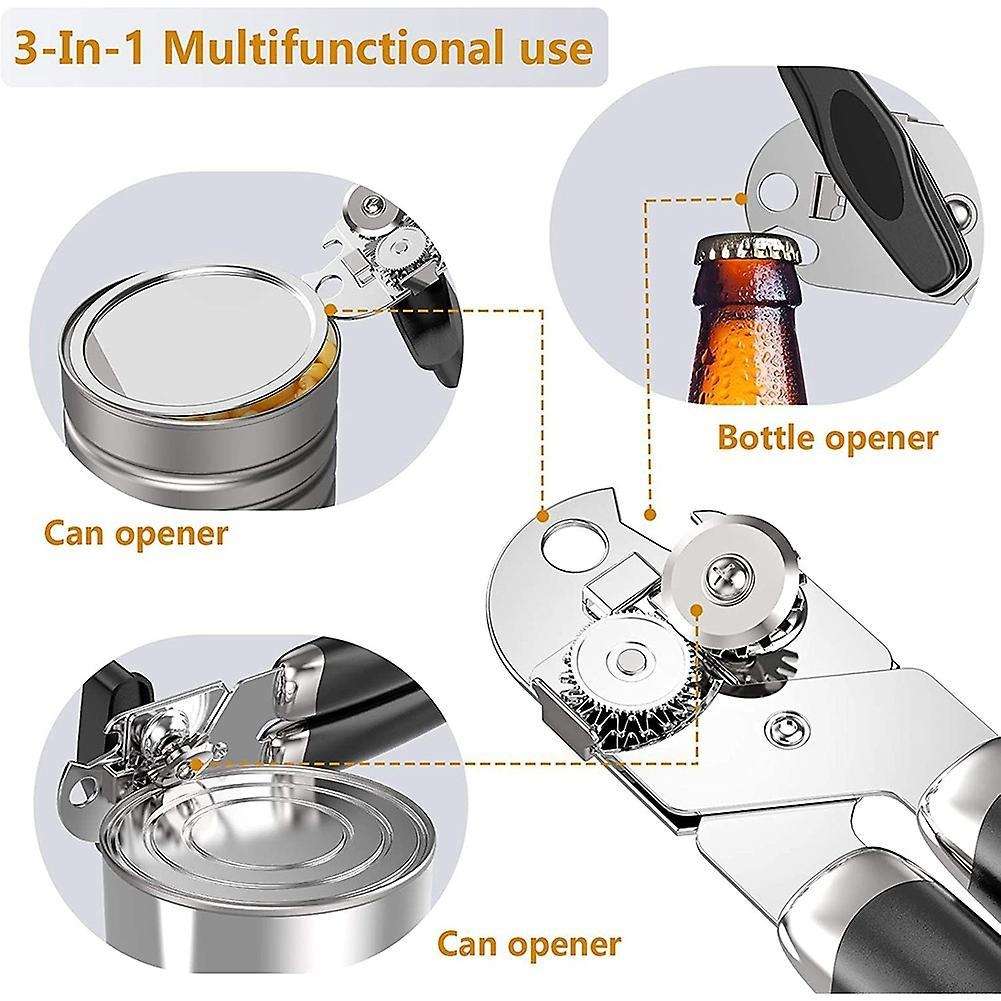 Kitchen Can Opener 3-in-1 Tin Beer Jar Bottle Opener Hand Grip
