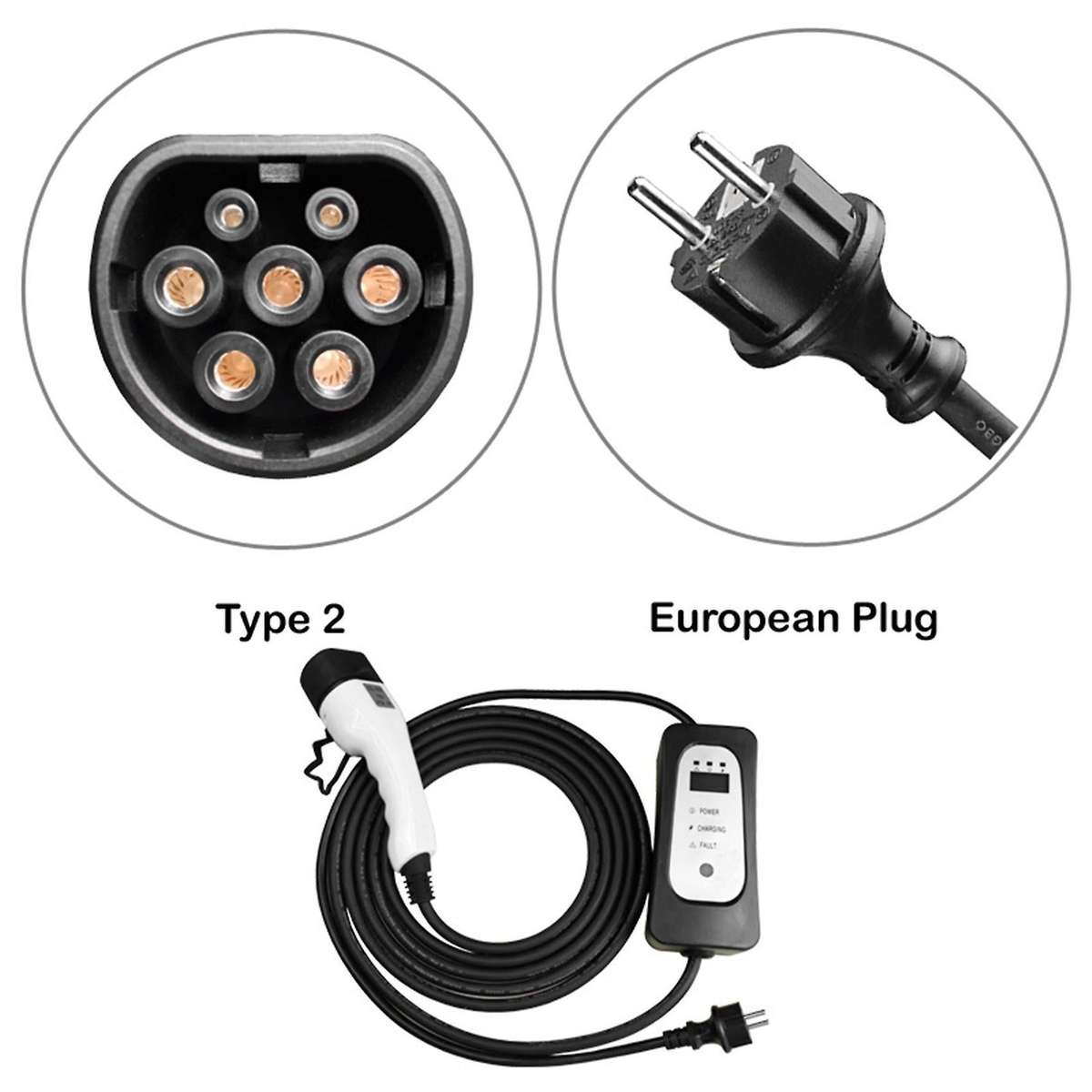 Sae Iec62196 Type 2 Evse Charger Cable 16a Compatible All Ev Cars