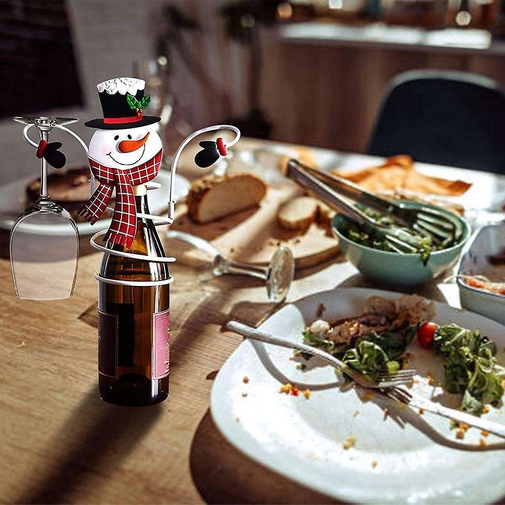 Christmas Wine Bottle & Wine Glass Rack Festival Home Kitchen B