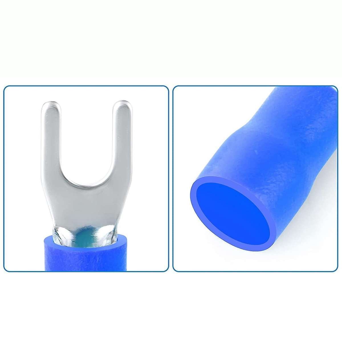 300 Pcs Blue 16-14 Awg Insulated Fork Spade U-type Wire Connectors