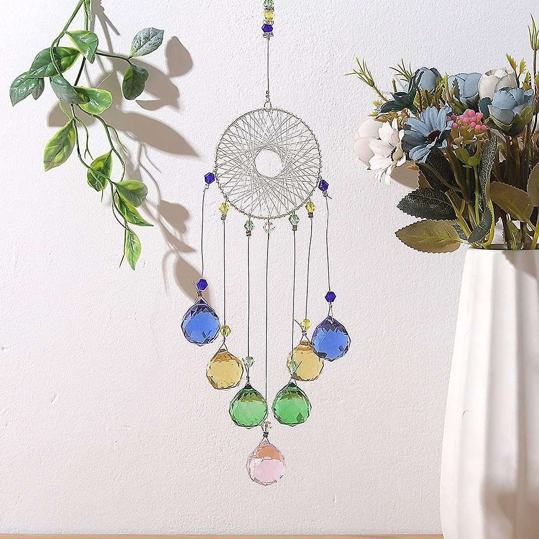 Blue Crystals Sun Catcher Hanging Suncatchers Chandelier Lamps Light