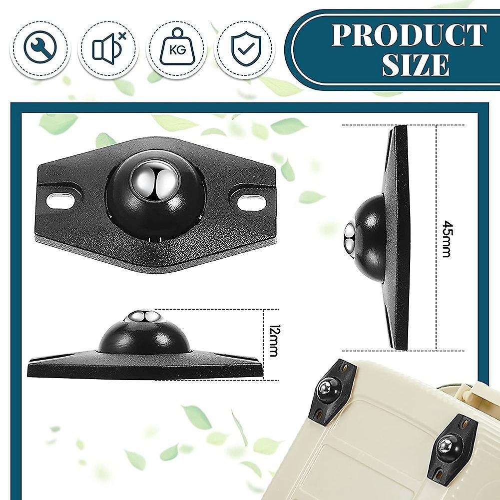 8 Pieces Self Adhesive Caster Wheels with Ball Bearings (black)