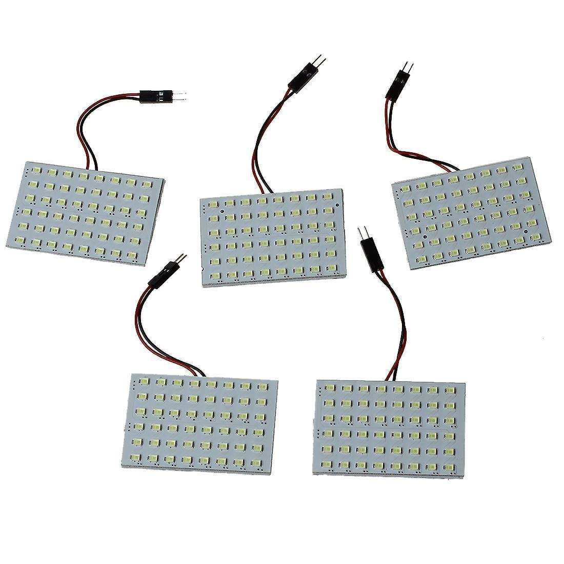5pcs Car Interior Light Panel 48 Smd Led T10 Ba9s Dome Festoon Bulb Adapter 12v White Panel