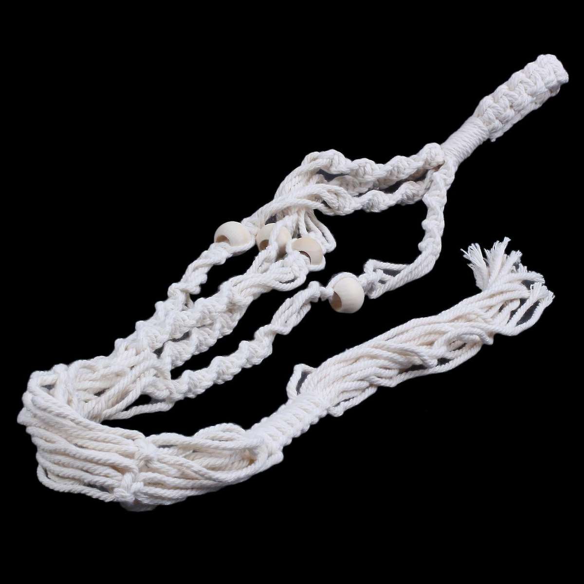Macrame Hanging Planter Basket Cotton Rope with Beads 4 Legs 90cm