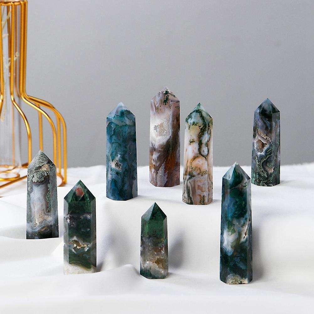 Natural Crystal Healing Stone Green Water Plant Agate Crystal 5-6cm