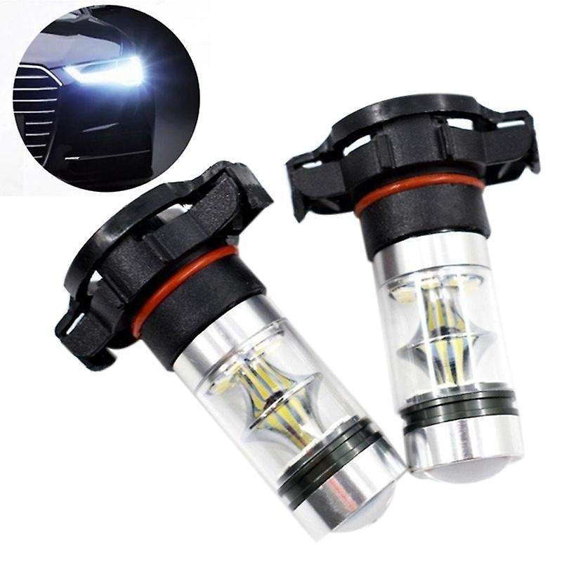 2x 5202 H16 Ps24w High Power 100w 6000k Super White Led Fog Bulb