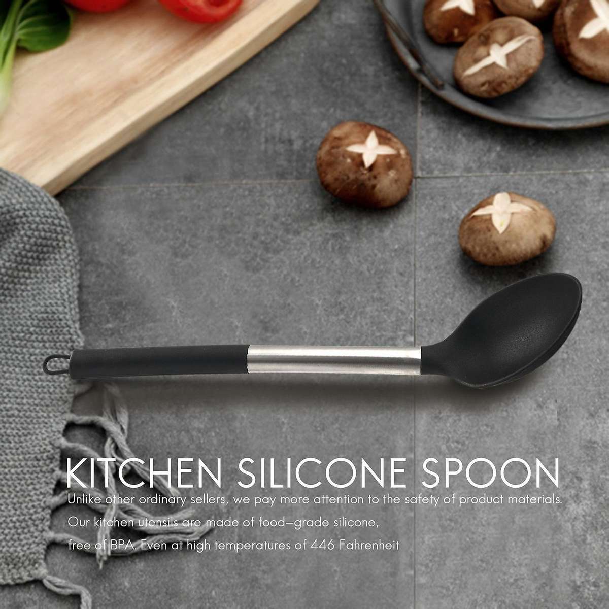 Silicone Cooking Spoon Set Of 2 Solid Basting Spoon for Spoon