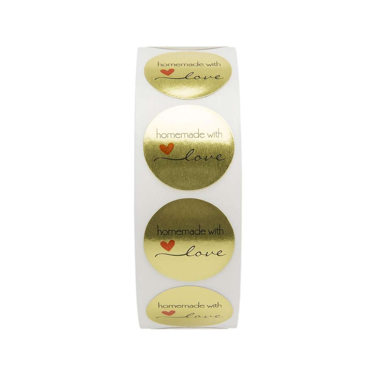 1 Inch Gold Foil Homemade with Love Stickers/500 Labels Per Roll