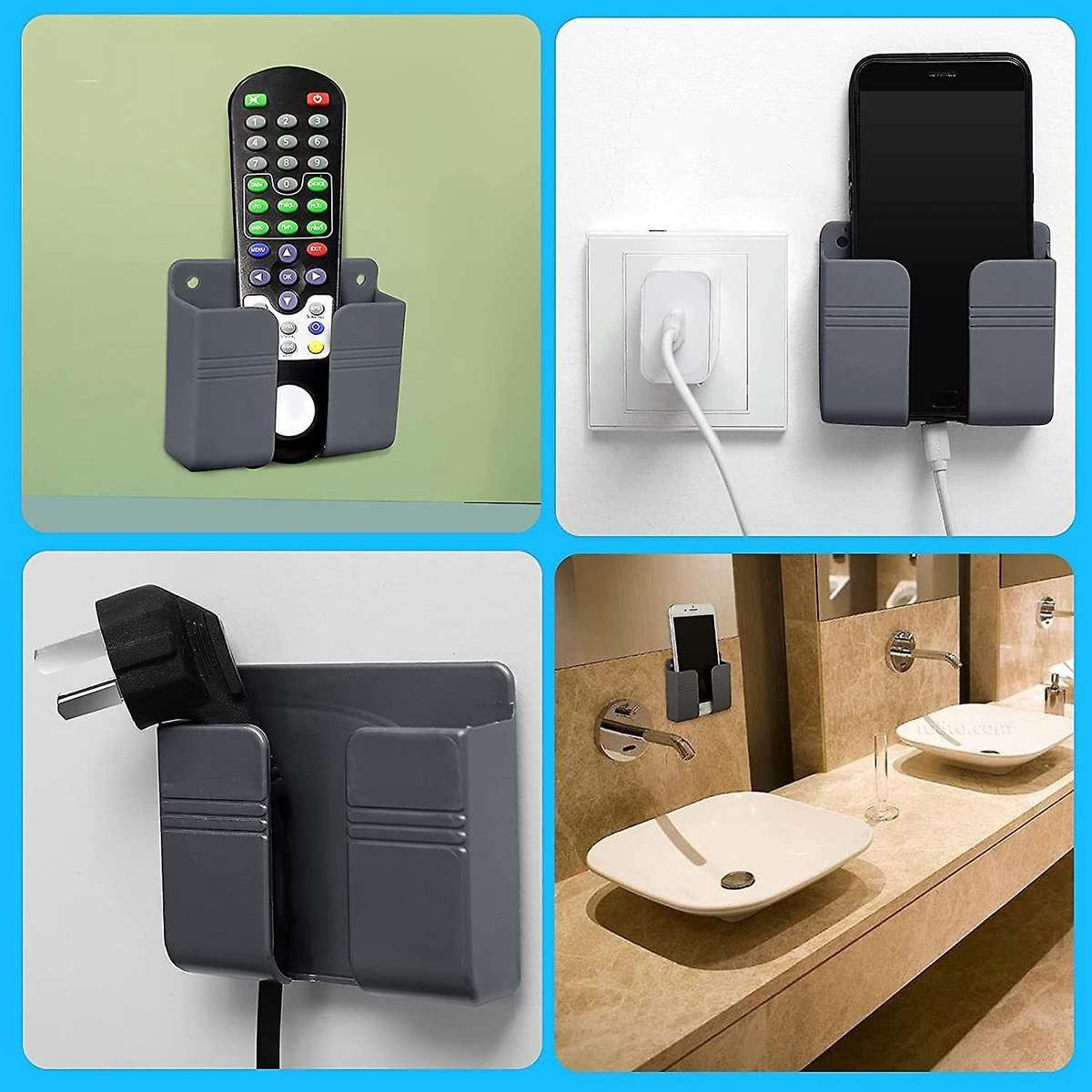 8pcs Mobile Phone Wall Mount Holders for Home Bedroom (grey)