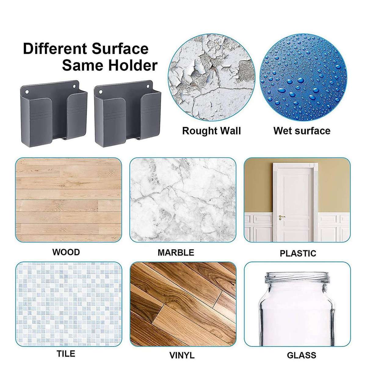 8pcs Mobile Phone Wall Mount Holders for Home Bedroom (grey)