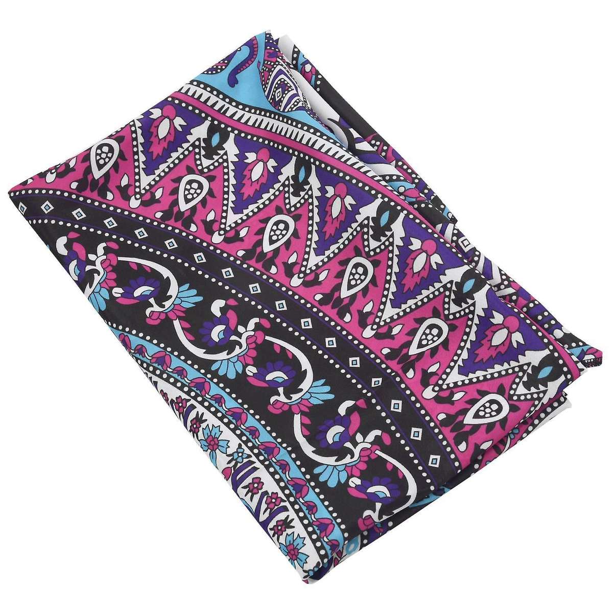 Round Print Bohemian Tapestry Beach Blanket Purple Elephant Mandala