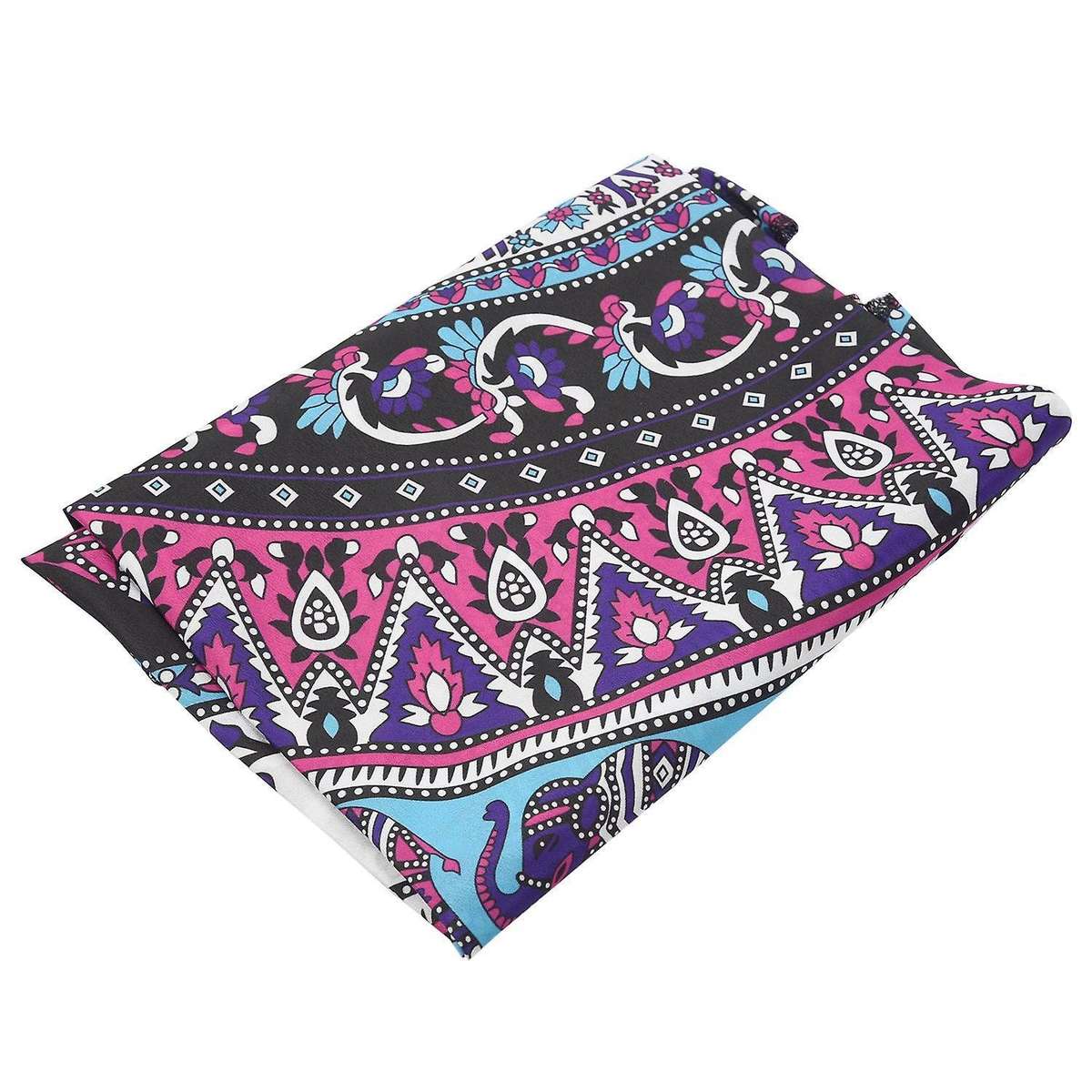 Round Print Bohemian Tapestry Beach Blanket Purple Elephant Mandala