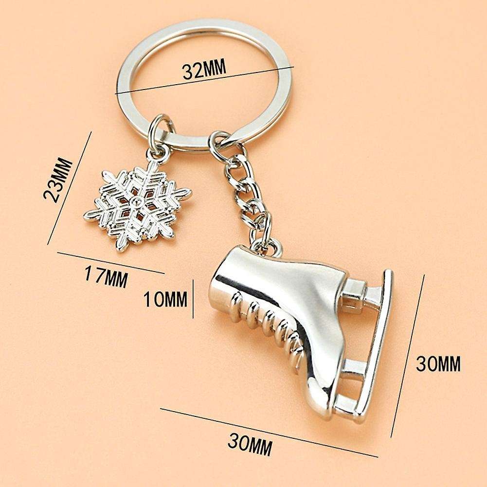 5 Pack Ice Skates Snowflake Keychain Gift for Winter Gift