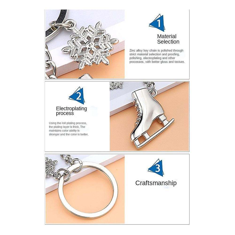 5 Pack Ice Skates Snowflake Keychain Gift for Winter Gift