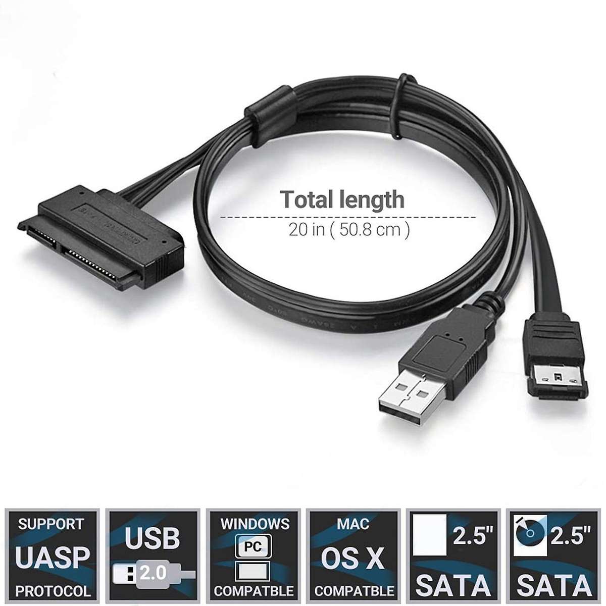 Sata 22 Pin to Esata 2.5 Sata Hard Drive External Connector Cable