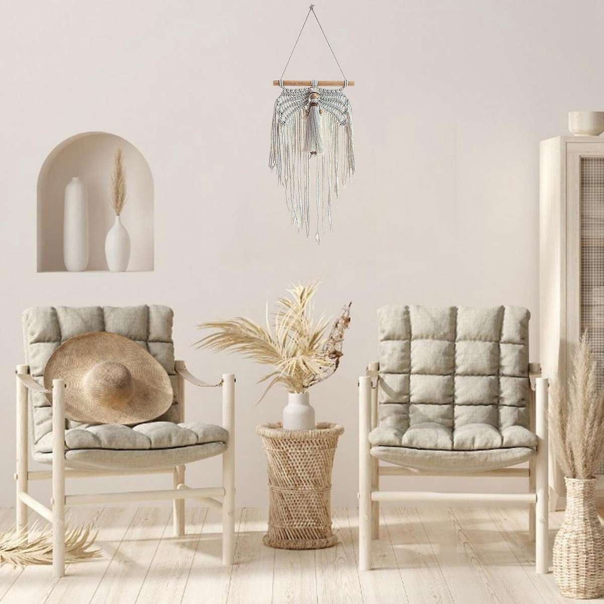 Mini Angel Wing Tapestry Boho Hand-woven Pendant Macrame Wall Hanging