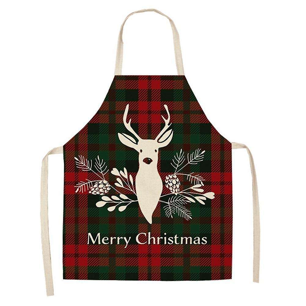 Linen Merry Christmas Apron for Home Kitchen Antifouling Apron A