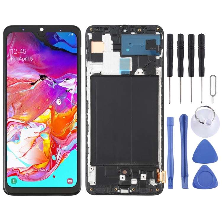 OLED LCD Screen for Samsung Galaxy A70 SM-A705 (6.39 inch) Digitizer Full Assembly with Frame (Bl...