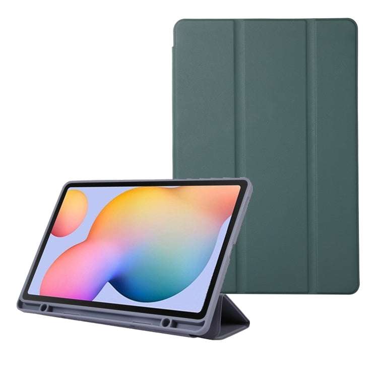 for Samsung Galaxy Tab S6 Lite/Tab S6 Lite 2022 Solid Color 3-folding Leather Tablet Case(Dark Gr...