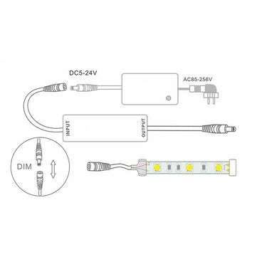 Mini DC Connector LED Dimmer Controller+14Keys RF Remote Control for Single Color Strip Light