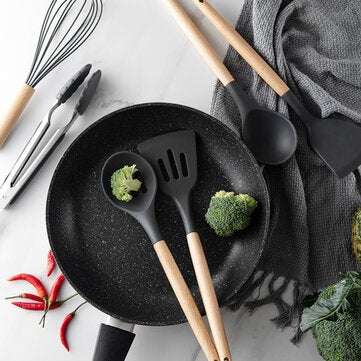 11Pcs Edible Silicone Non-stick Kitchen Utensils Set Cooking Spatula Gadget Tool