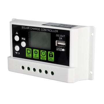 10A 12V/24V PWM Solar Panel Charge Controller Li-ion & Lead Acid Battery Charger USB LCD Display