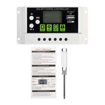 10A 12V/24V PWM Solar Panel Charge Controller Li-ion & Lead Acid Battery Charger USB LCD Display